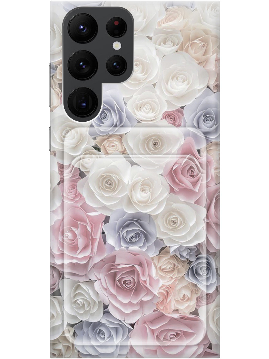 

Силиконовый чехол на Samsung Galaxy S22 Ultra с рисунком "Пастельные розы", Белый;розовый;серый, 20012056