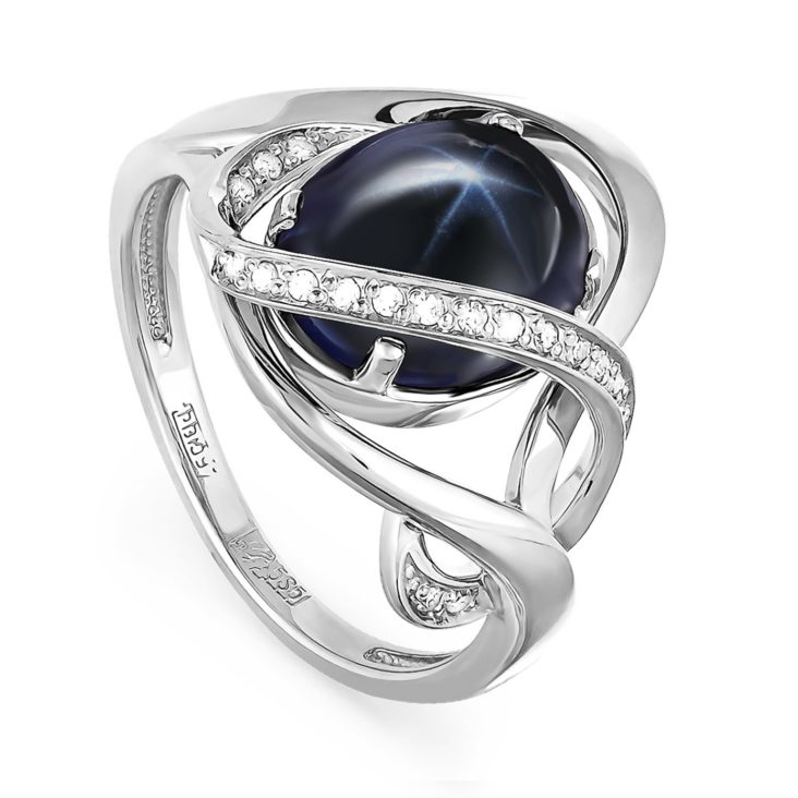 

Кольцо из белого золота с бриллиантом/сапфиром р. 16,5 Kabarovsky 11-1367-1400, 11-1367-1400