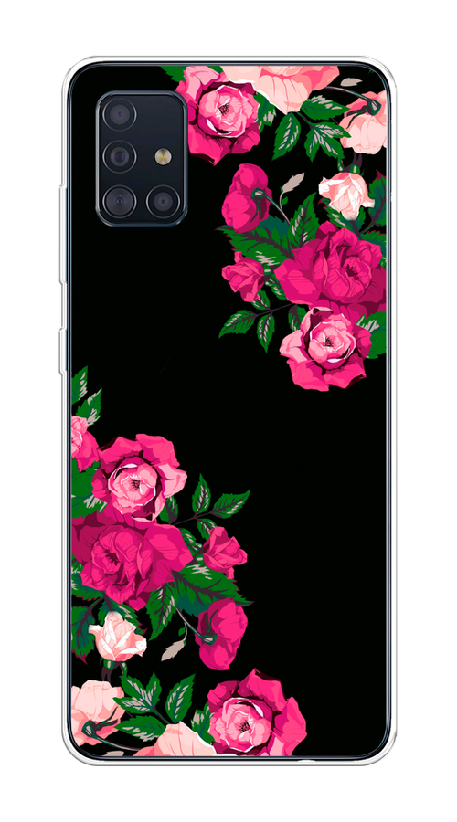 

Чехол на Samsung Galaxy A51 "Розы фуксия", Черный;розовый;зеленый, 28950-1