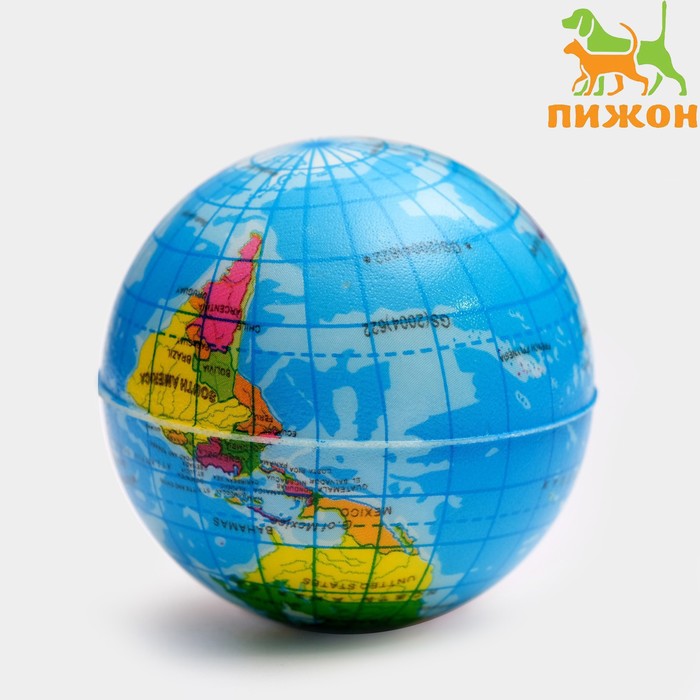 

Игрушка для собак Пижон Карта Мира мяч зефирный 6,3см, 2шт