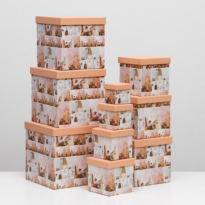 

Набор коробок 10 в 1 квадратный "Новогодний"26,5 х 26,5 - 8,5 х 8,5 см