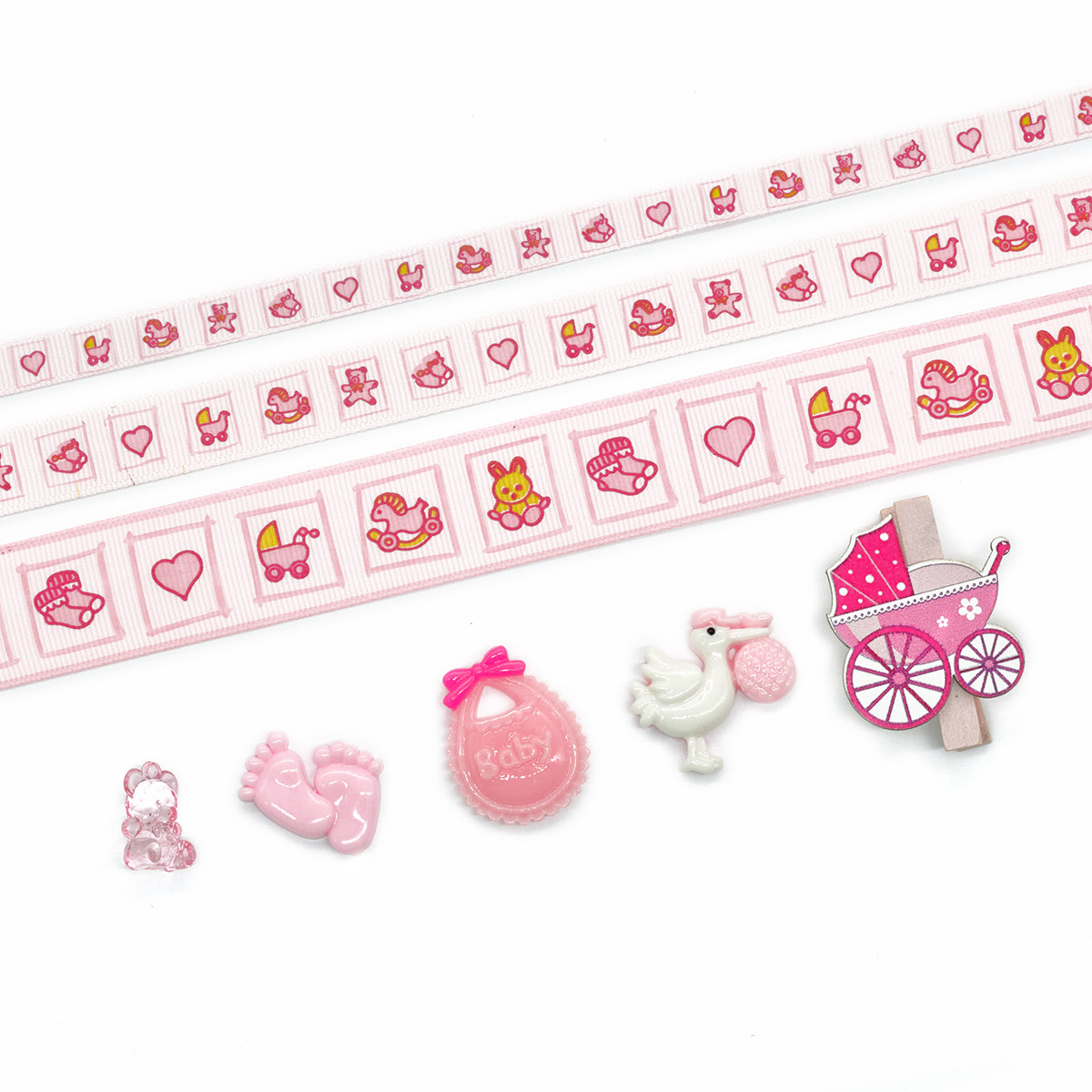 Набор декоративных элементов apos Малыш-Toysapos 16 элементов+ленты 3 шт х 1 м розовый