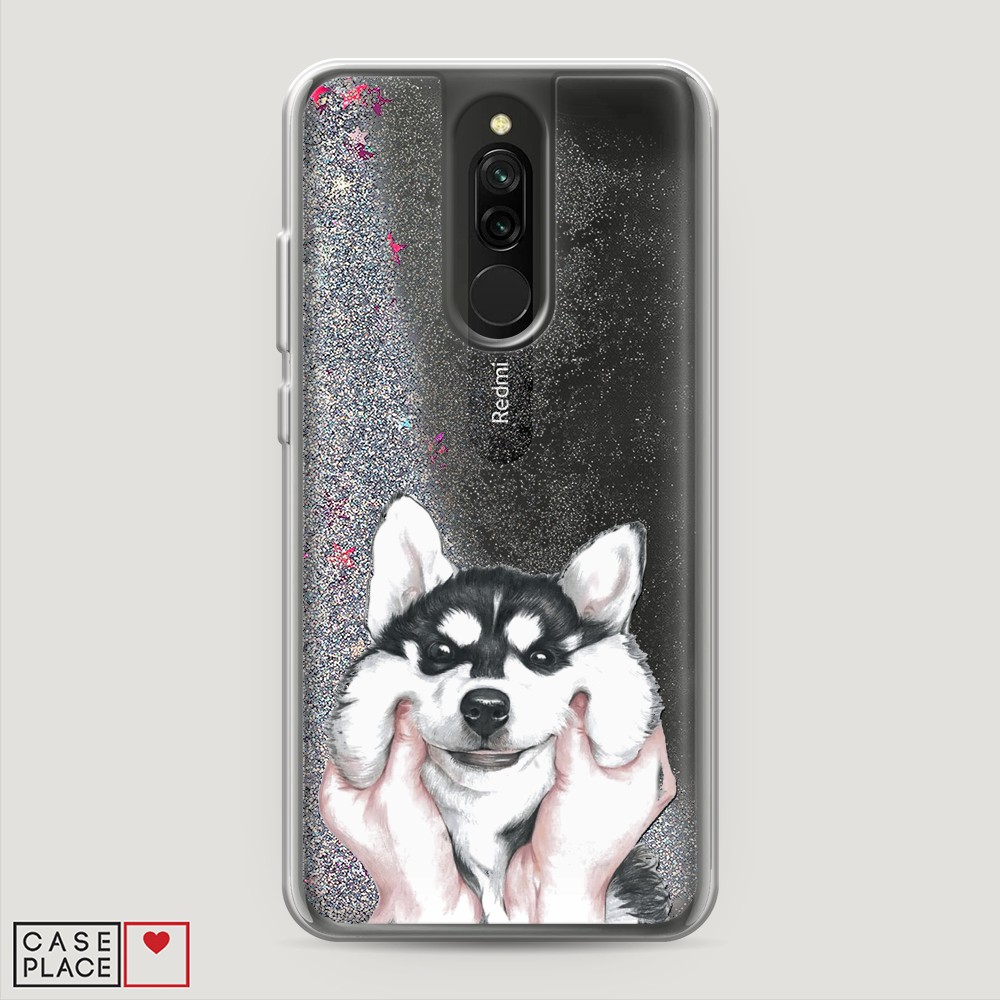 

Жидкий чехол с блестками "Щечки хаски" на Xiaomi Redmi 8, 37191-1