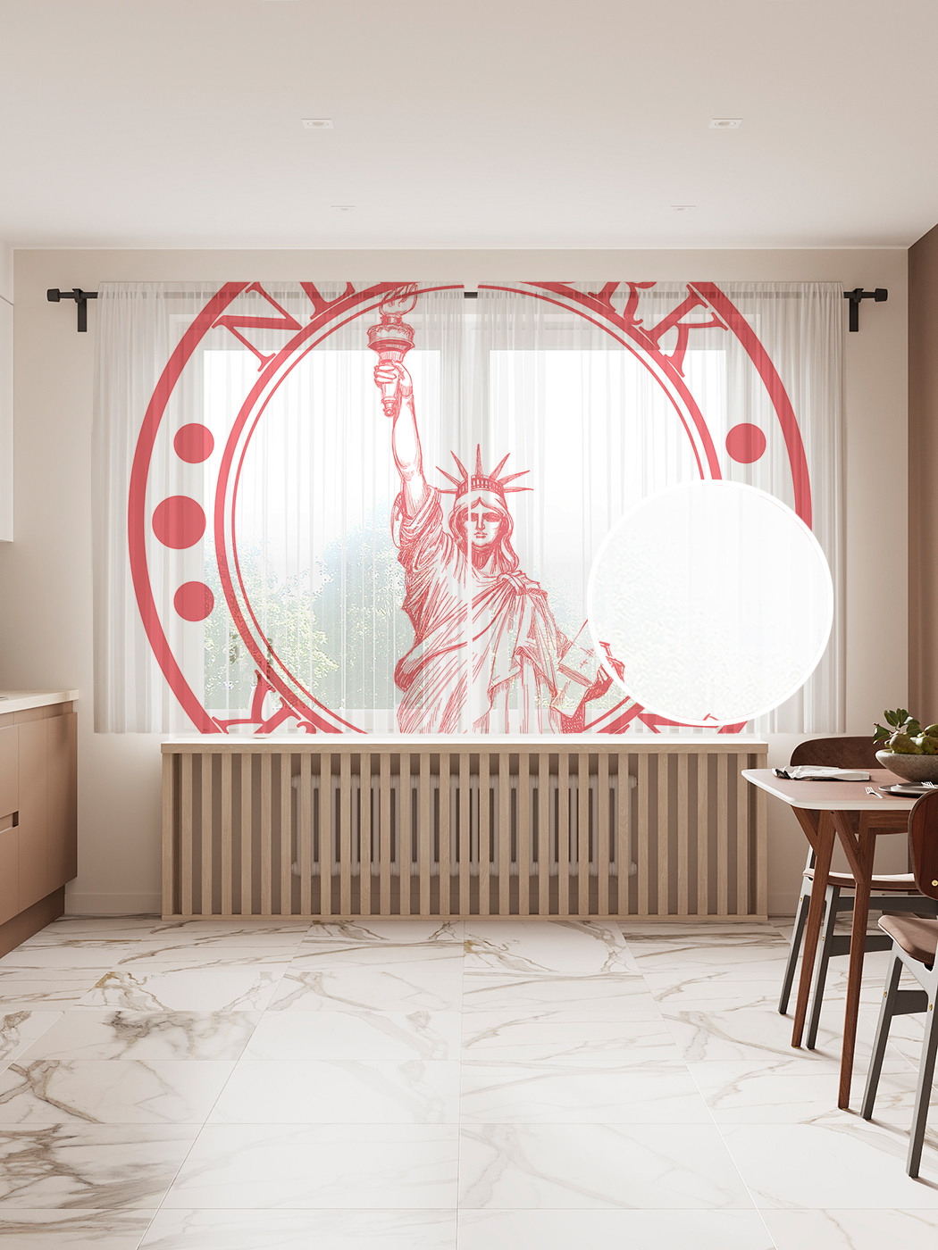 

Фототюль "Нью-Йорк статуя Свободы печать", 145x180см (2 полотна с лентой + 50 крючков), Нью-Йорк статуя Свободы печать