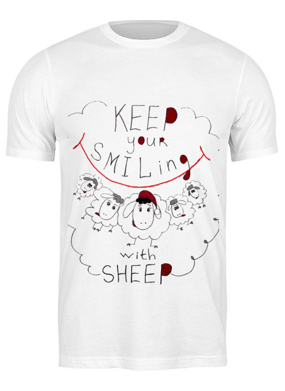 

Футболка мужская Printio Keep your smiling sheep белая M, Белый, Keep your smiling sheep