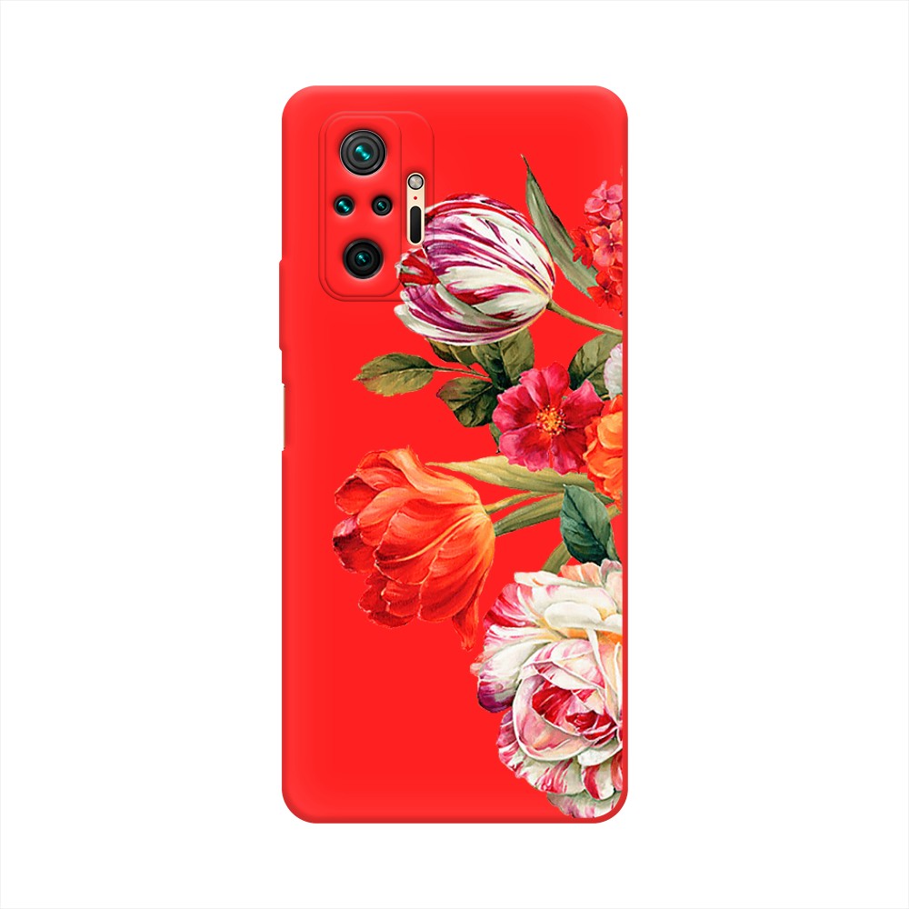 фото Матовый силиконовый чехол "весенний букет" на xiaomi redmi note 10 pro awog