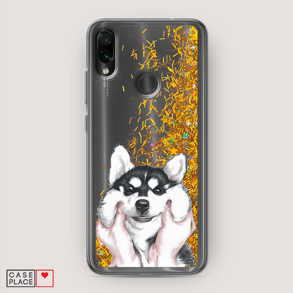 

Жидкий чехол с блестками "Щечки хаски" на Xiaomi Redmi 7, 35090-1
