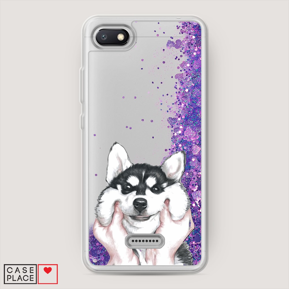 

Жидкий чехол с блестками "Щечки хаски" на Xiaomi Redmi 6A, 34192-1