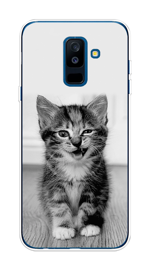 

Чехол Awog на Samsung Galaxy A6 + "Подмигивающий котенок", Черный;серый, 26050-1