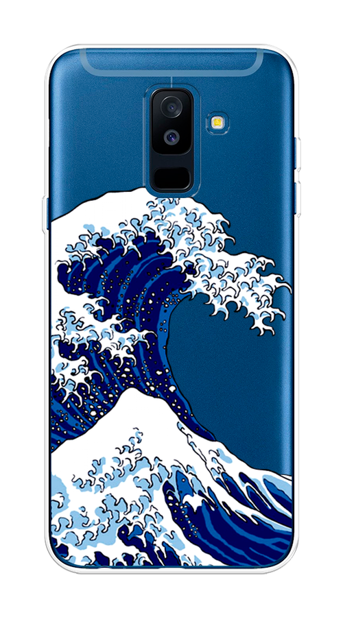 

Чехол Awog на Samsung Galaxy A6 + "Волна в Канагаве", Синий;белый, 26050-4