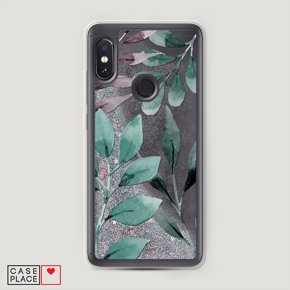 

Жидкий чехол с блестками "Листы цветов" на Xiaomi Redmi Note 5, 32791-1