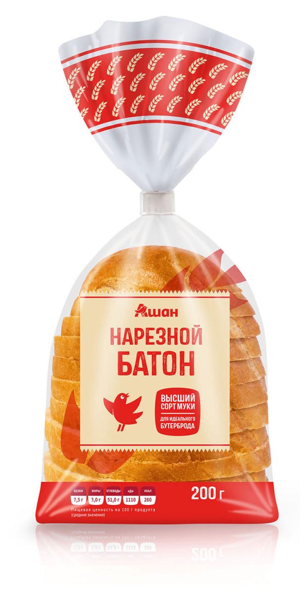 Батон нарезной АШАН Красная птица в нарезку 200 г 27₽