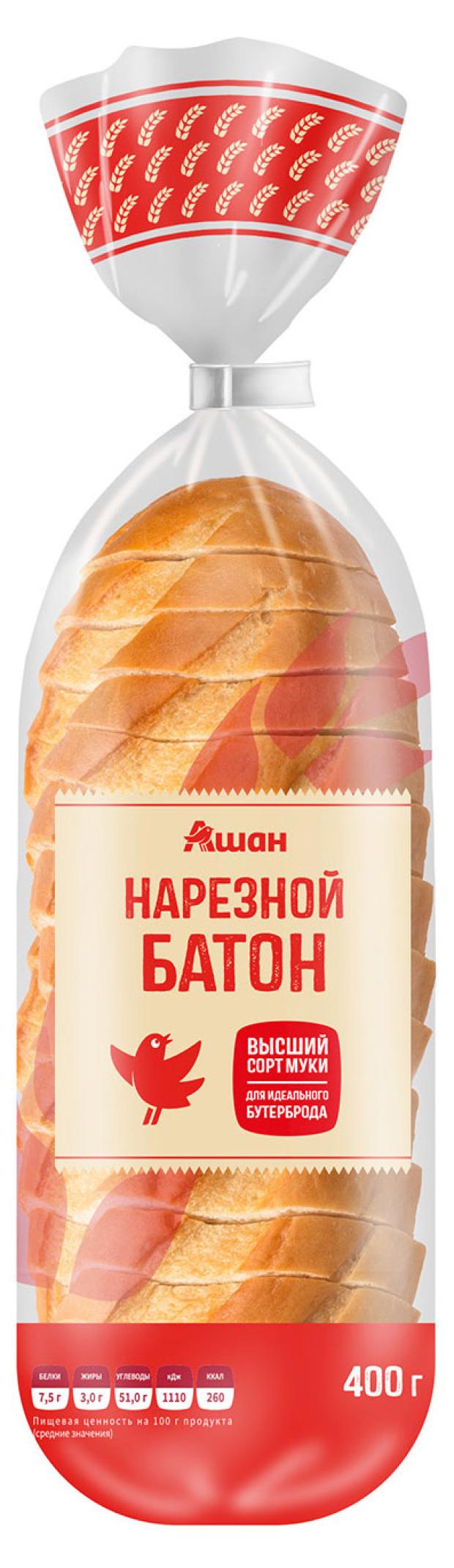 Батон нарезной АШАН Красная птица 400 г 42₽