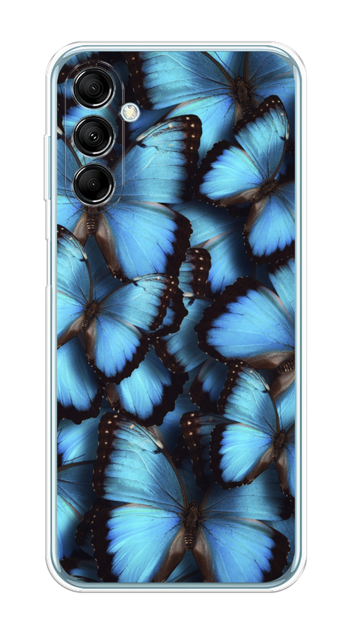 

Чехол на Samsung Galaxy M14 5G "Тропическая бабочка 2", Голубой;черный, 2108150-1