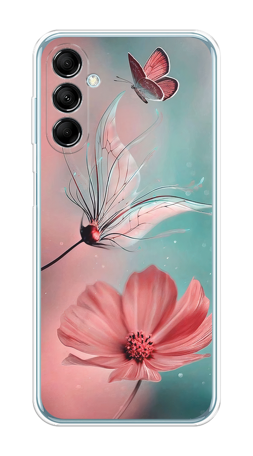 

Чехол на Samsung Galaxy M14 5G "Бабочка и цветок", Голубой;розовый, 2108150-1