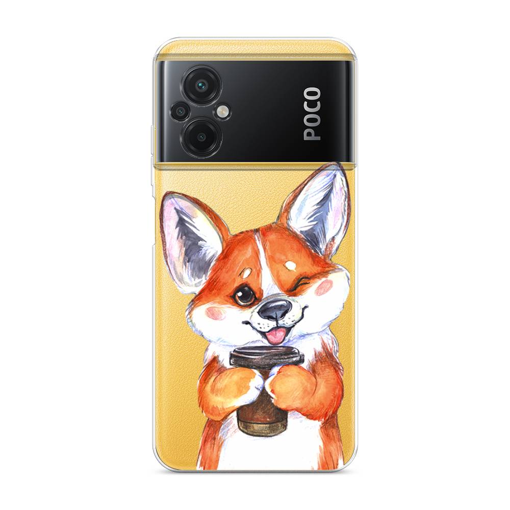 

Чехол на Xiaomi Poco M5 "Корги с кофе", Оранжевый;белый, 316450-4