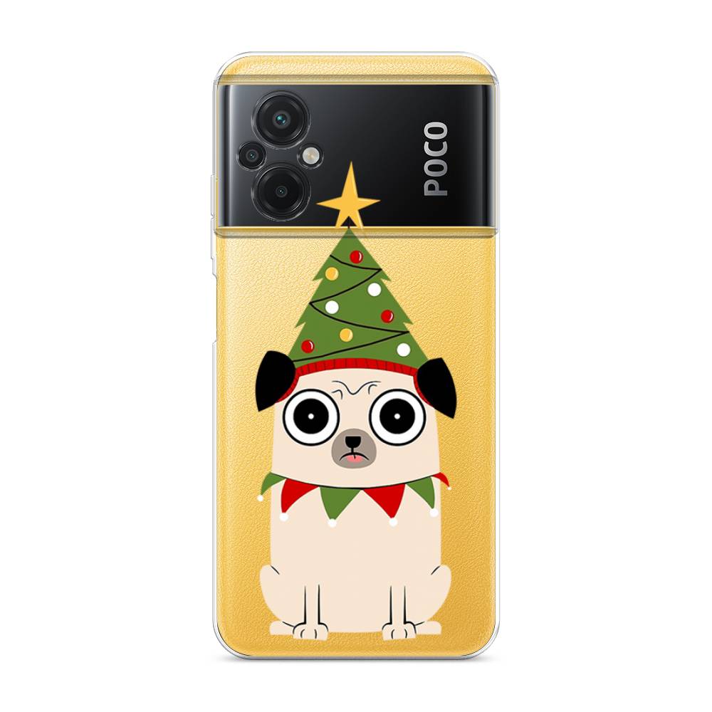 

Чехол на Xiaomi Poco M5 "Собачка с ёлочкой", Бежевый;красный;зеленый, 316450-1