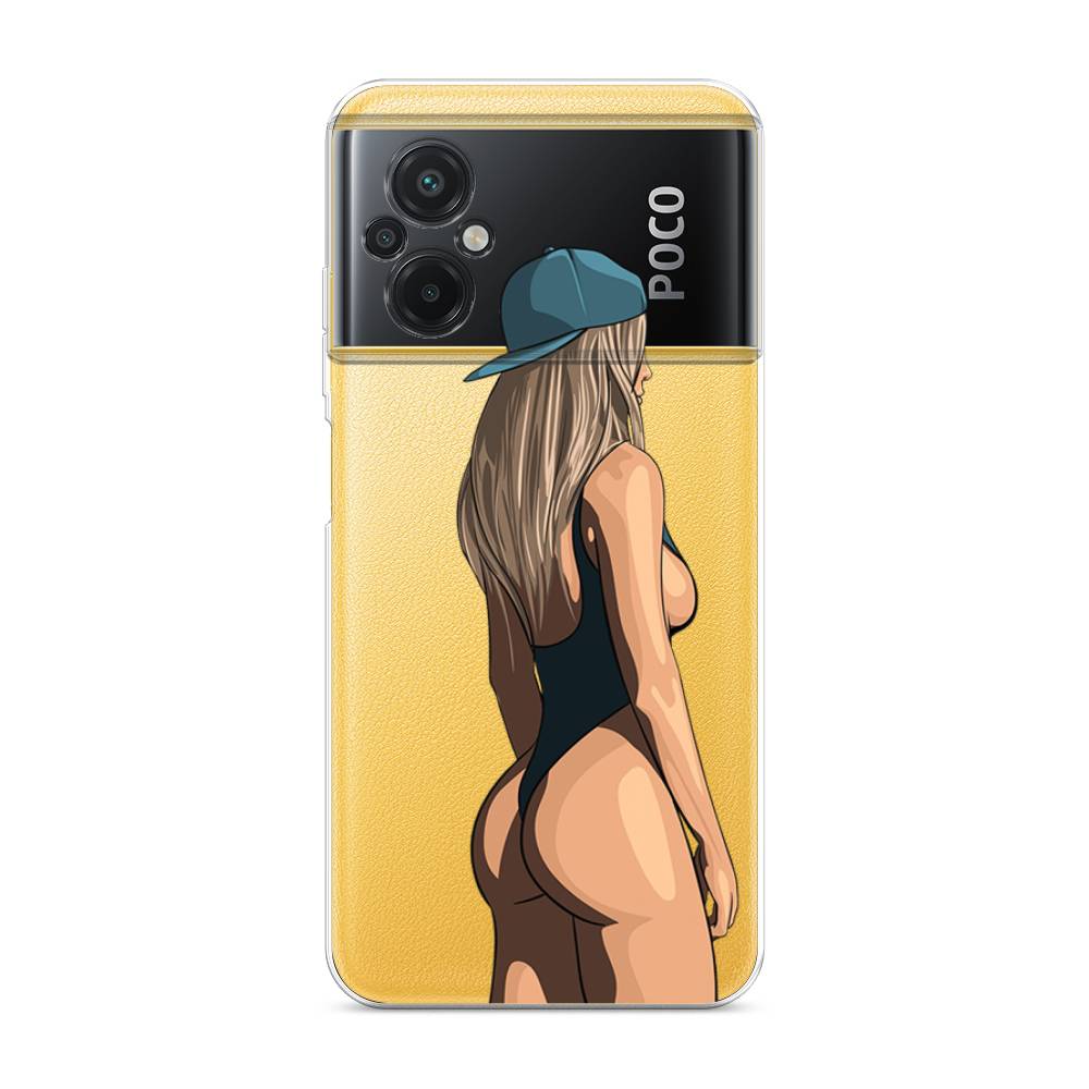 

Чехол на Xiaomi Poco M5 "Девушка в черном купальнике", Зеленый;бежевый;черный, 316450-6