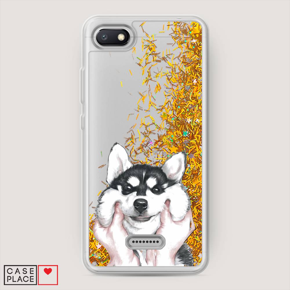 

Жидкий чехол с блестками "Щечки хаски" на Xiaomi Redmi 6A, 34190-1