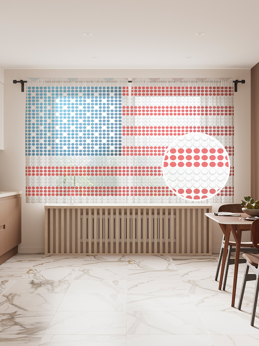 

Фототюль "Флаг США", 145x180 см (2 полотна со шторной лентой + 50 крючков), Флаг США
