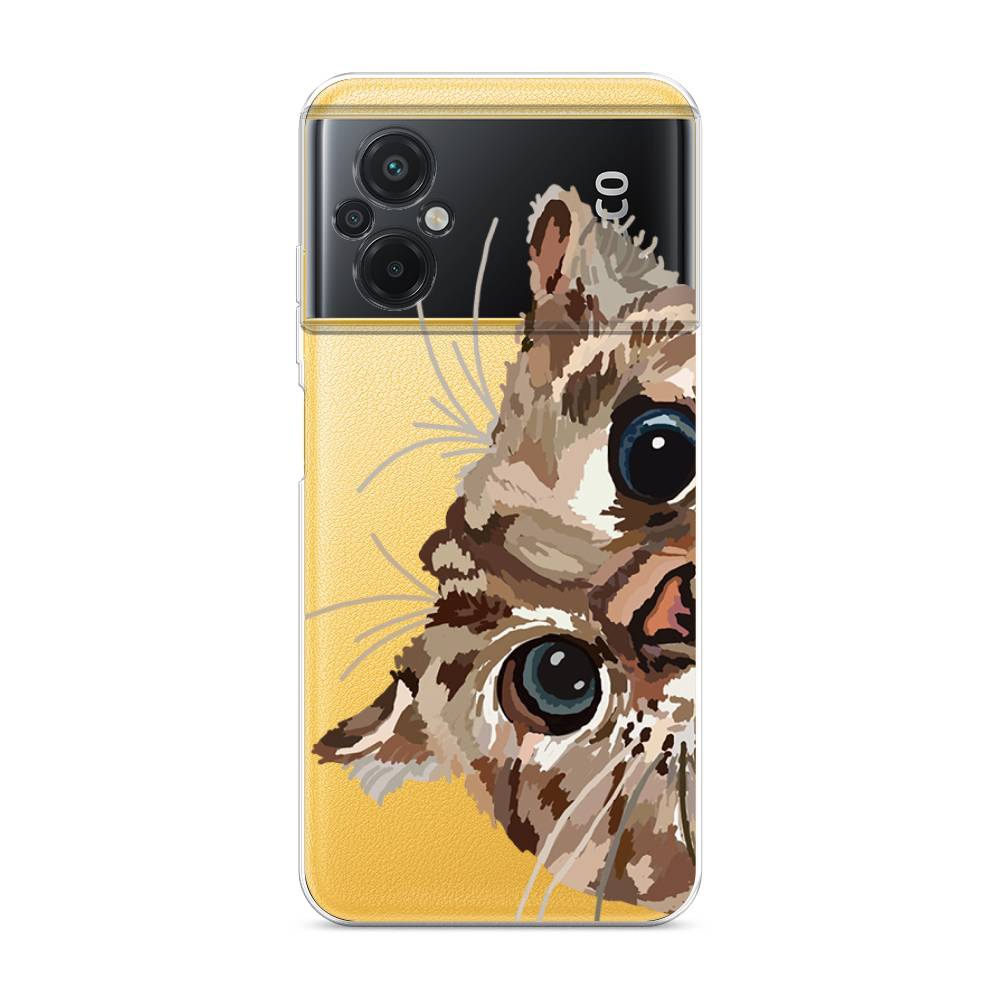 

Чехол на Xiaomi Poco M5 "Любопытный кот", Коричневый;синий;черный, 316450-1