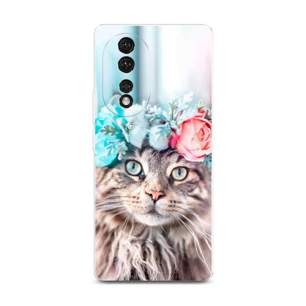 

Чехол Awog на Honor 80 "Кот в венке", Серый;голубой;розовый, 6120350-2