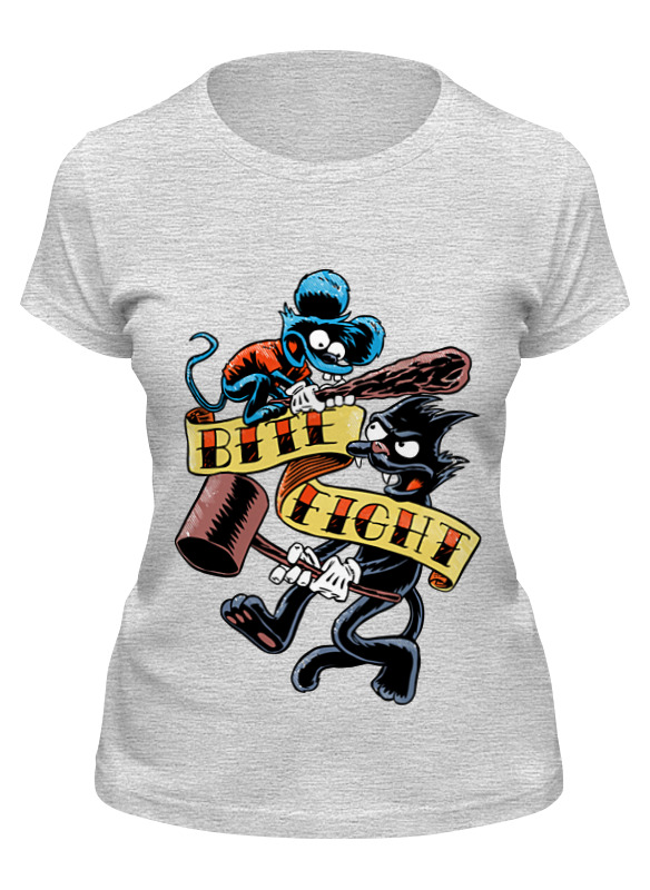 

Футболка женская Printio Щекотка и царапка (симпсоны) серая S, Щекотка и царапка (симпсоны)