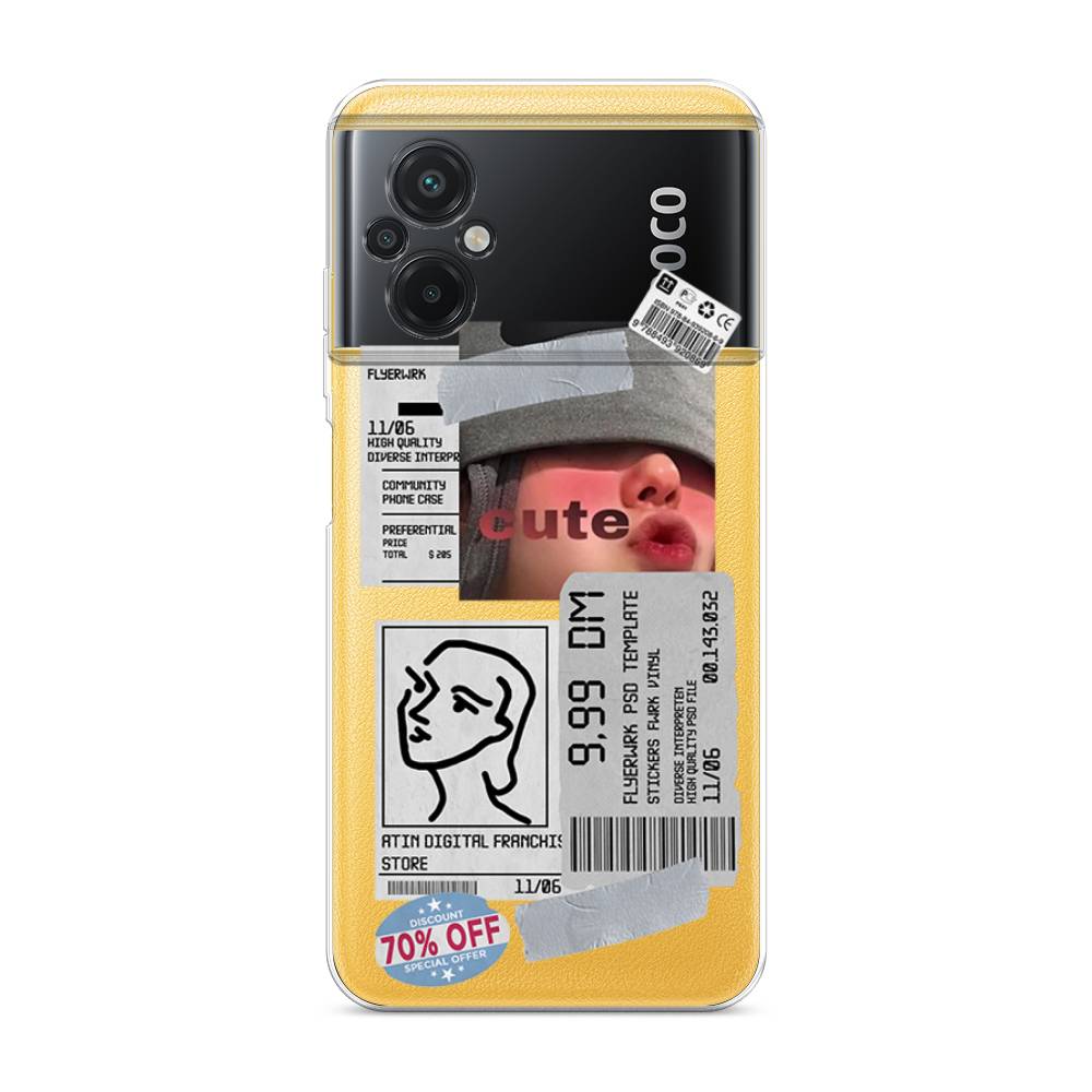 

Чехол на Xiaomi Poco M5 "Cute girl collage", Розовый;серый;голубой, 316450-6