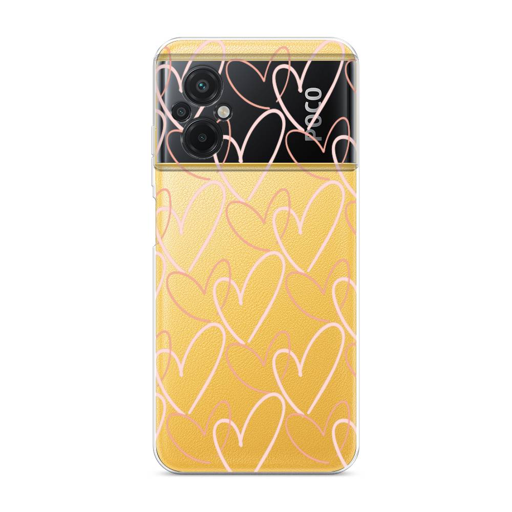 

Чехол на Xiaomi Poco M5 "Узор из сердечек", Розовый;бежевый, 316450-6