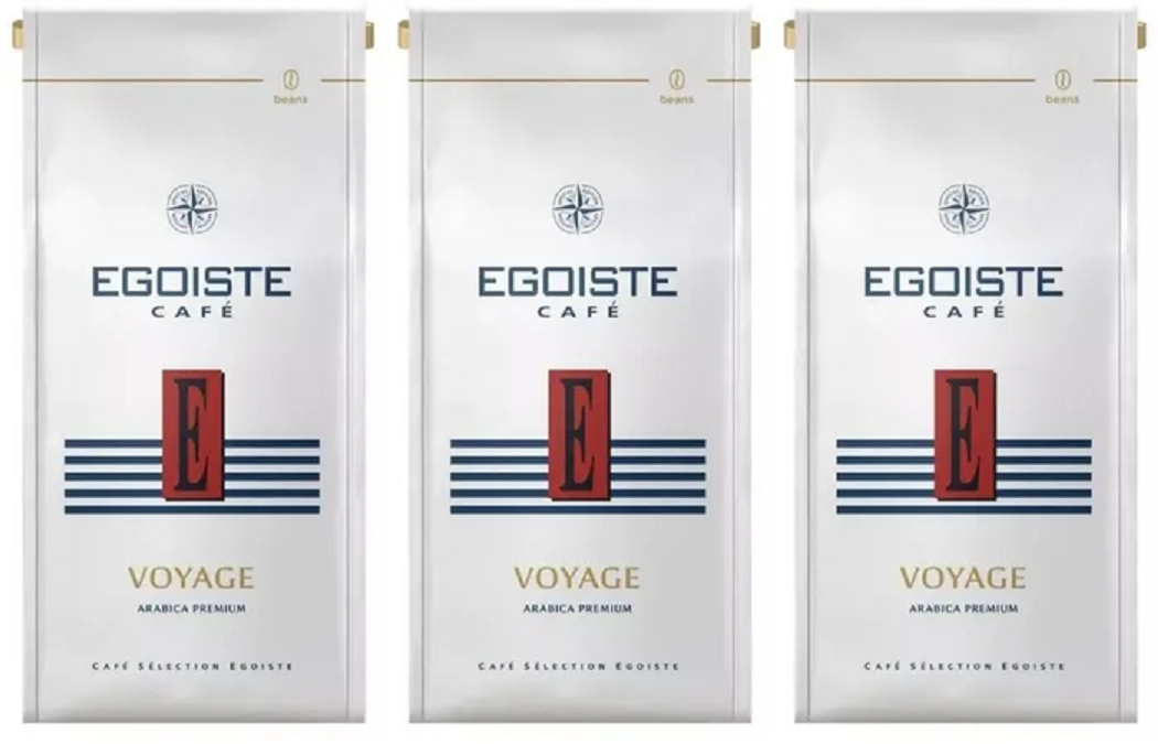 Кофе зерновой Egoiste Voyage Arabica Premium натуральный жареный, 250 г х 3 шт