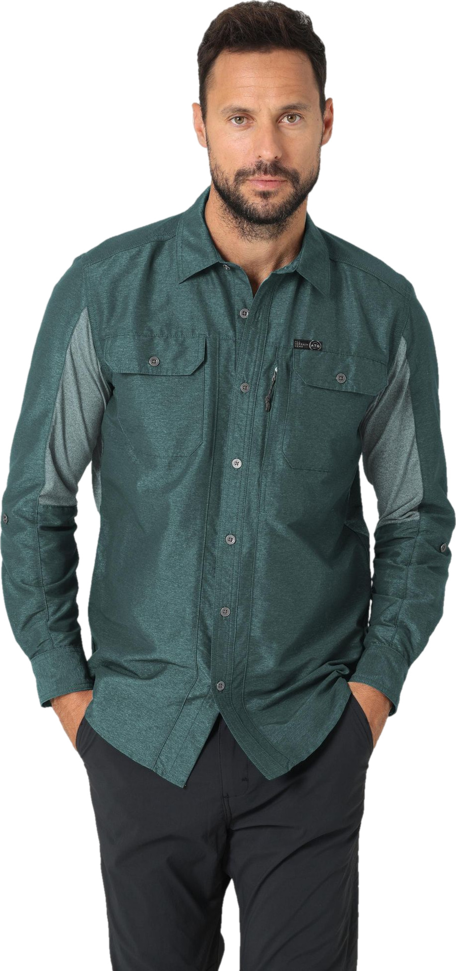 

Рубашка мужская Wrangler Men Mixed Material Shirt Pine зеленая L, Men Mixed Material Shirt Pine