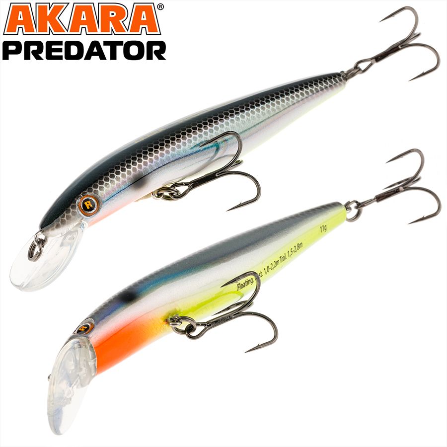 

Воблер Akara Predator 100F 11гр 2/5 oz 3,9 in A103, Разноцветный, Predator