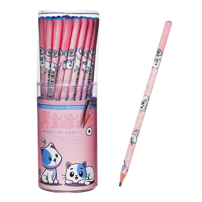

Карандаш чернографитный BrunoVisconti Kawaii Animals Котик, круг, НB, 3мм