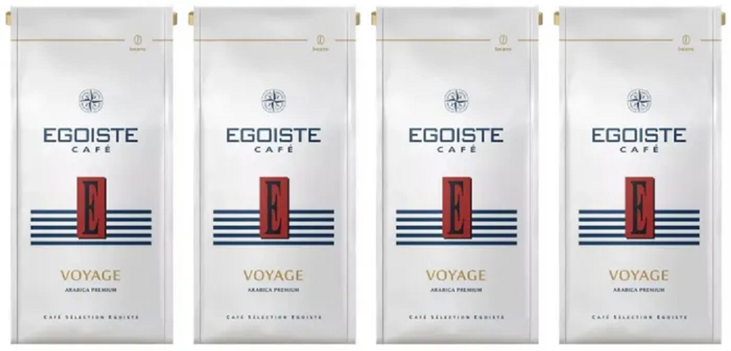 Кофе зерновой Egoiste Voyage Arabica Premium натуральный жареный, 250 г х 4 шт