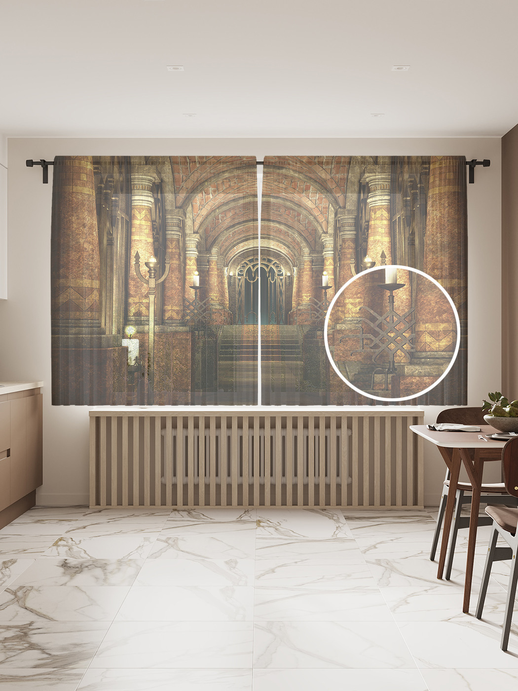 

Фототюль "Тайный дворец", 145x180 см (2 полотна со шторной лентой + 50 крючков), Тайный дворец