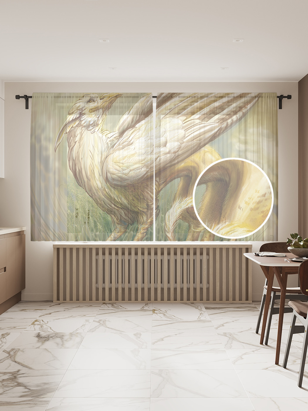 

Фототюль "Горный зверь", 145x180 см (2 полотна со шторной лентой + 50 крючков), Горный зверь