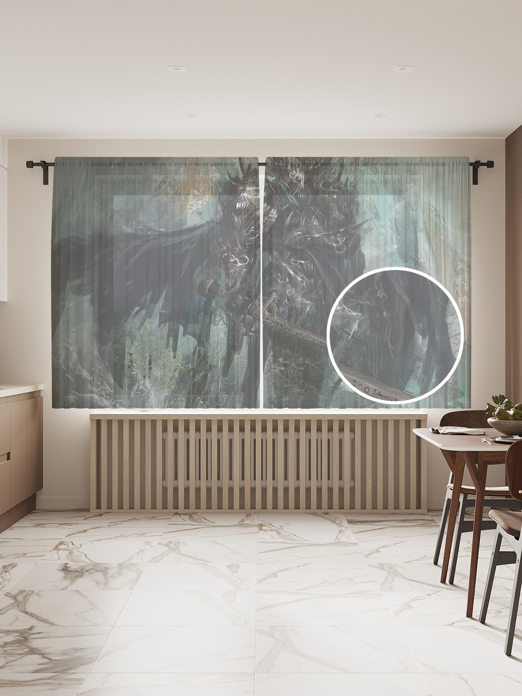 

Фототюль "Горный воин", 145x180 см (2 полотна со шторной лентой + 50 крючков), Горный воин