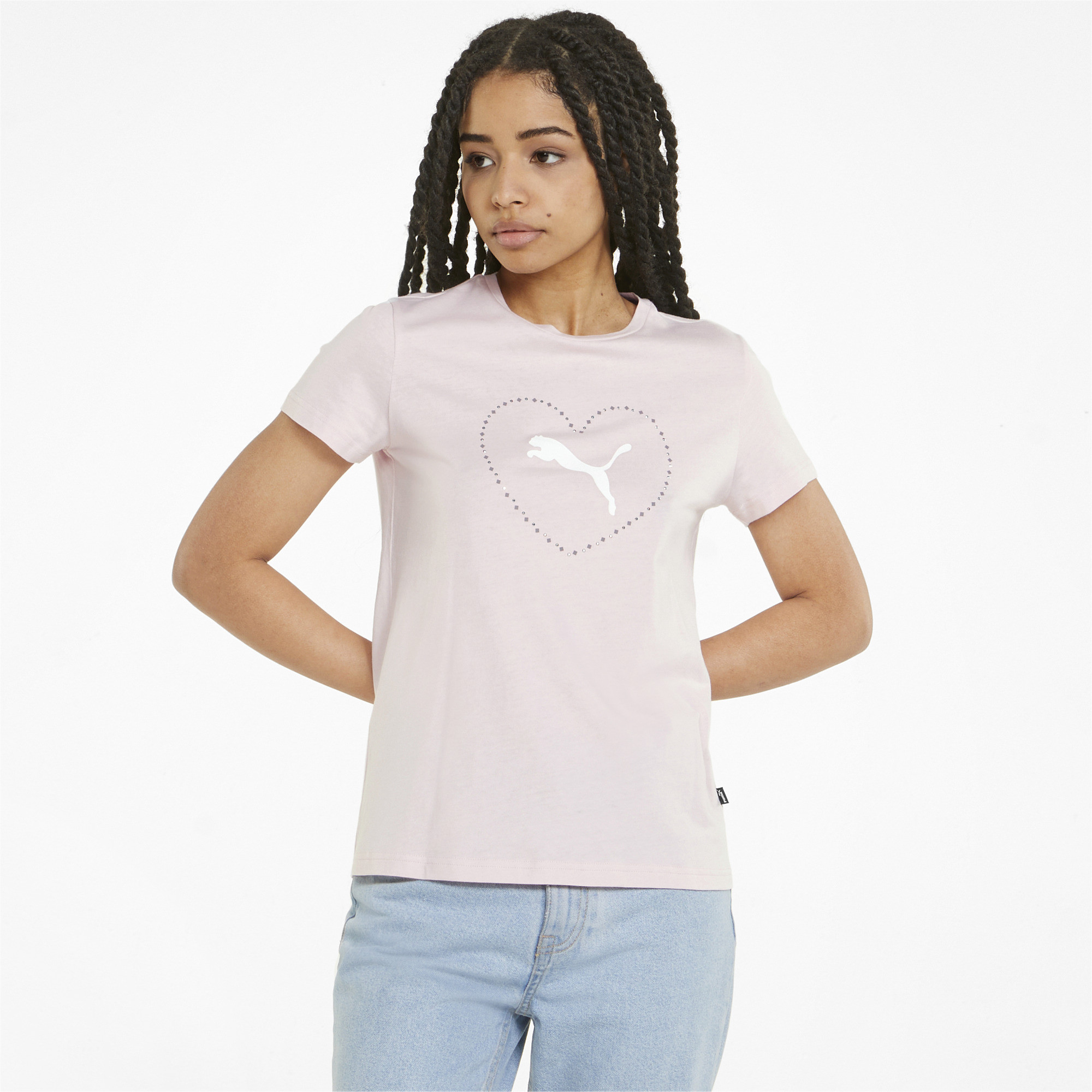 фото Футболка женская puma valentine’s day graphic tee розовая 2xs