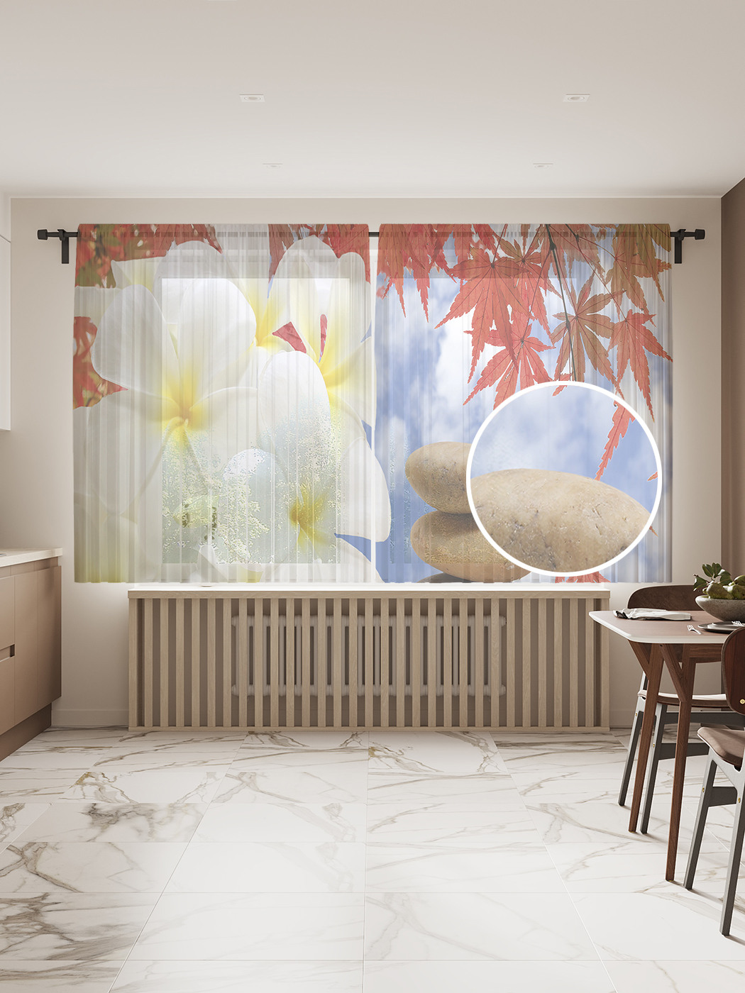 

Фототюль "Дикие цветы", 145x180 см (2 полотна со шторной лентой + 50 крючков), Дикие цветы