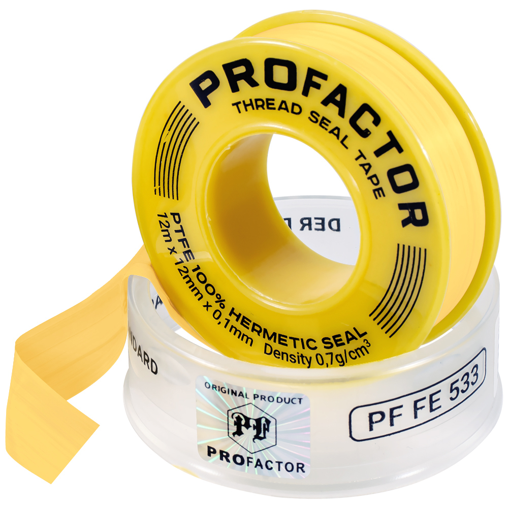 ФУМ лента уплотнительная для газаФ55мм 12мм-0.1мм х12м PROFACTOR PF Professional PF-FE-533