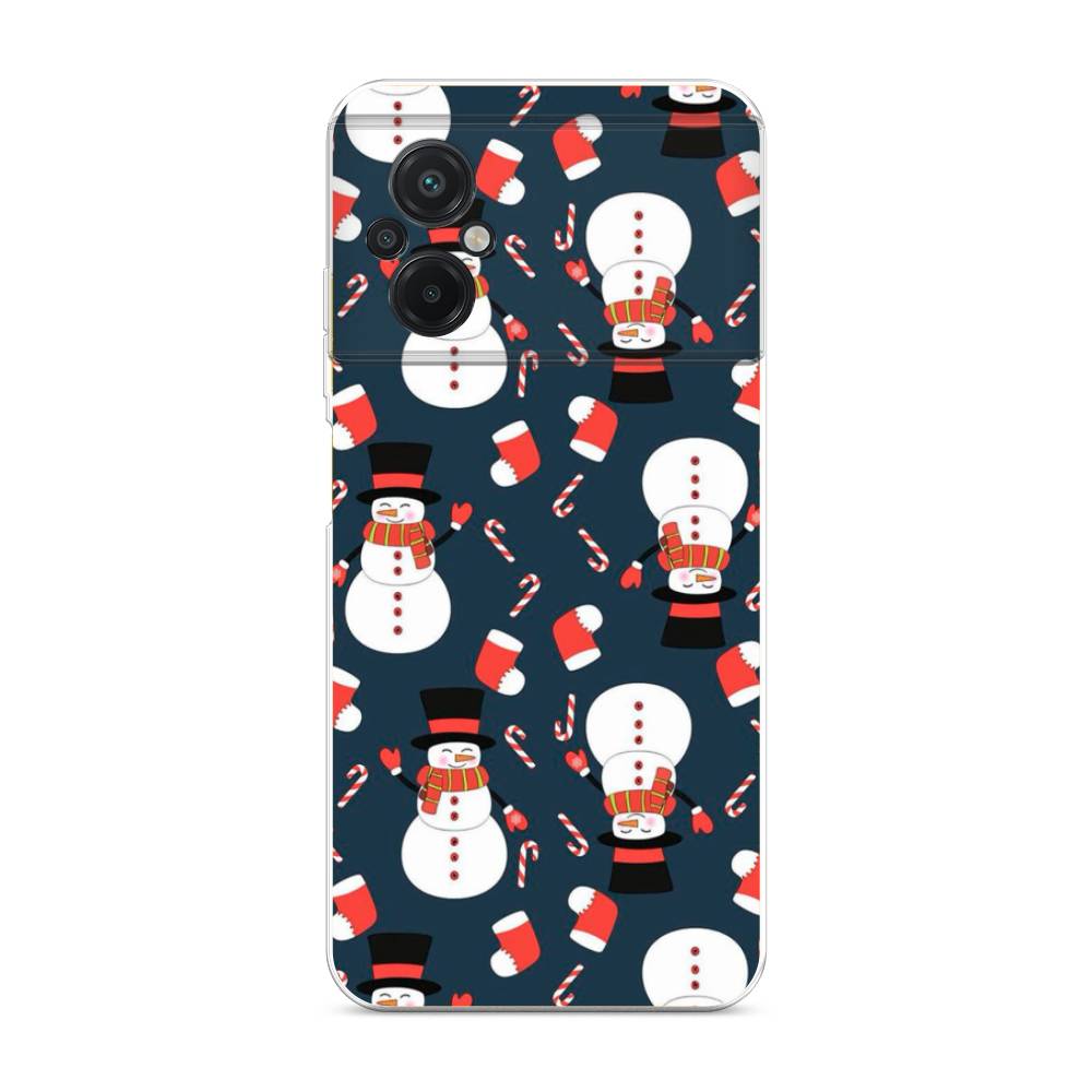 

Чехол на Xiaomi Poco M5 "Синие снеговики", Синий;белый;красный, 316450-5