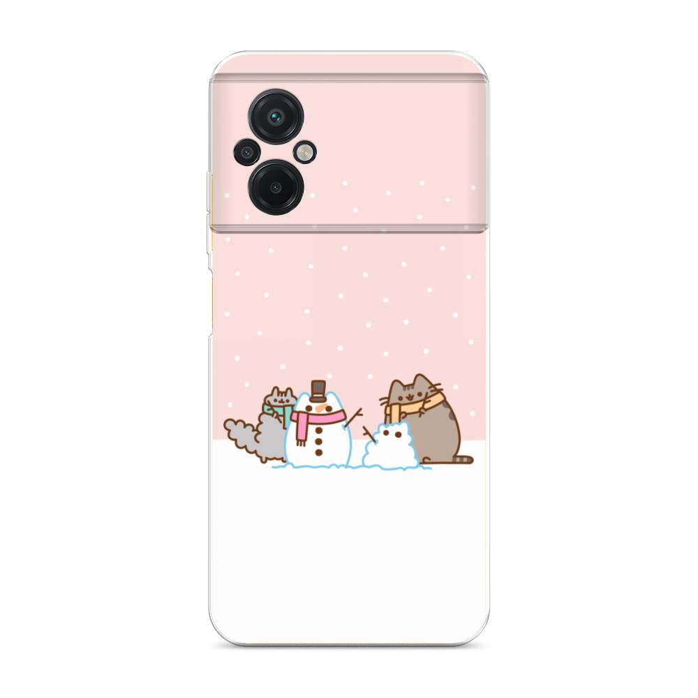 

Чехол на Xiaomi Poco M5 "Котики в снегу", Розовый;белый;серый, 316450-5