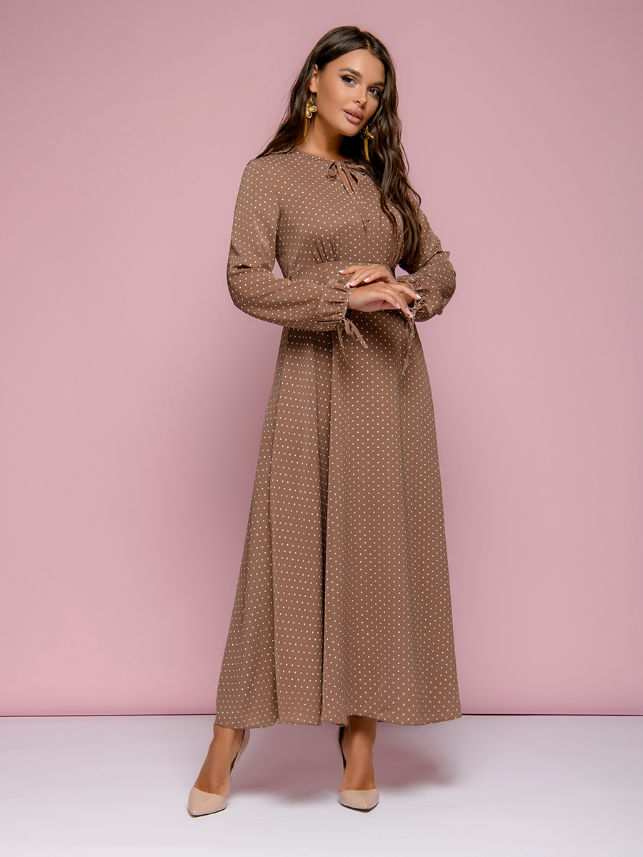 

Платье женское 1001dress 0152201-01797 коричневое 40 RU, 0152201-01797
