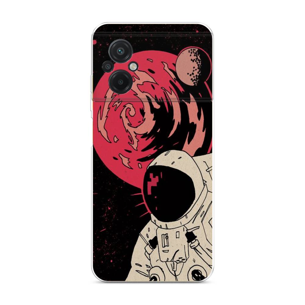

Чехол на Xiaomi Poco M5 "Космонавт возле Марса", Черный;красный, 316450-2