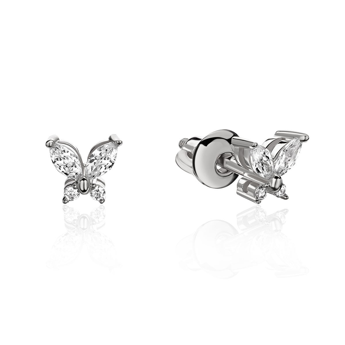 

Серьги пусеты из белого золота Эстет 01С1214306 фианит, 01С1214306
