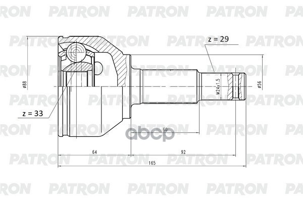 

ШРУС наружный 29x56x33 NISSAN QASHQAI J10F 1.6i 06- PATRON PCV1150