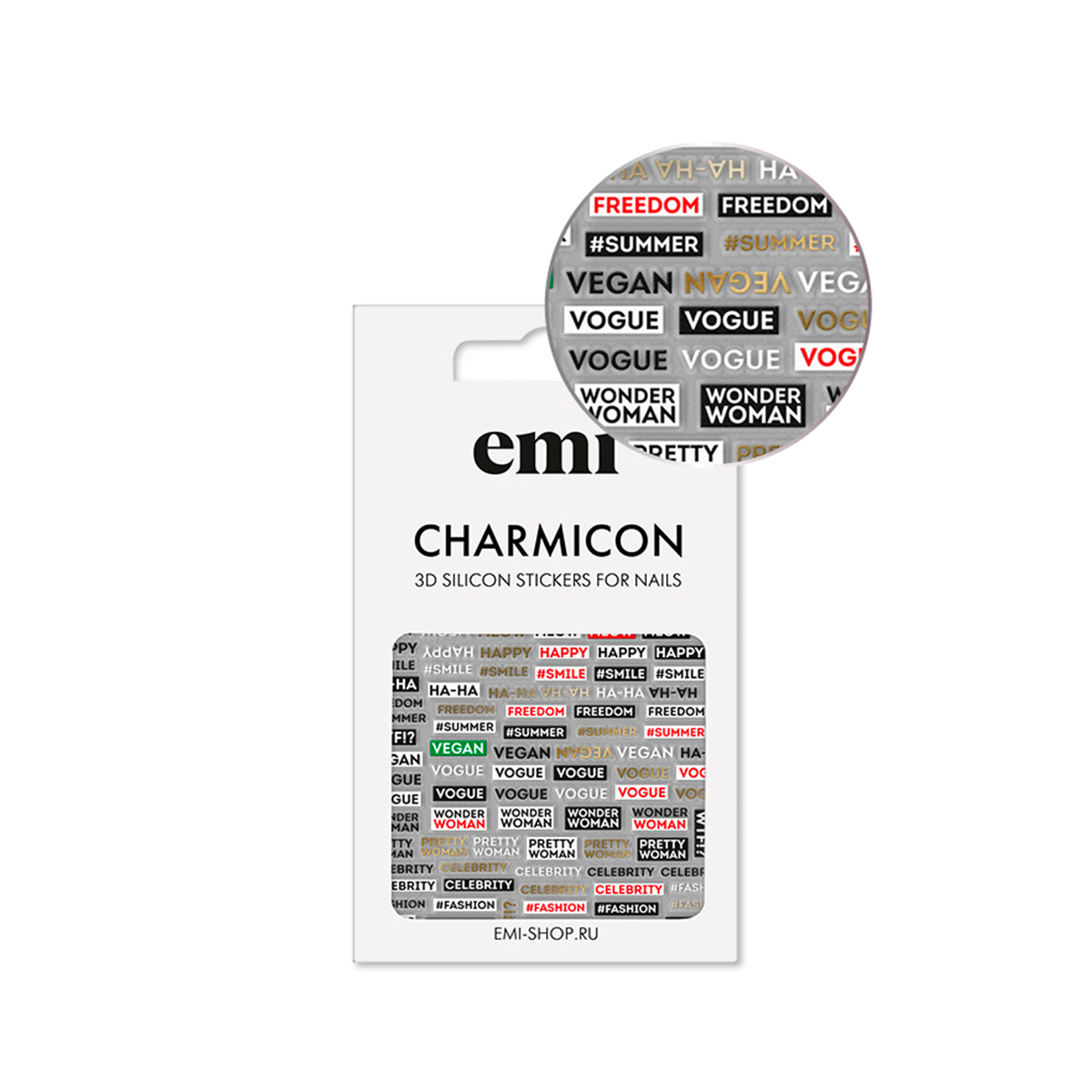 

E.Mi, 3D-стикеры №179 Фразы Charmicon 3D Silicone Stickers, Разноцветный