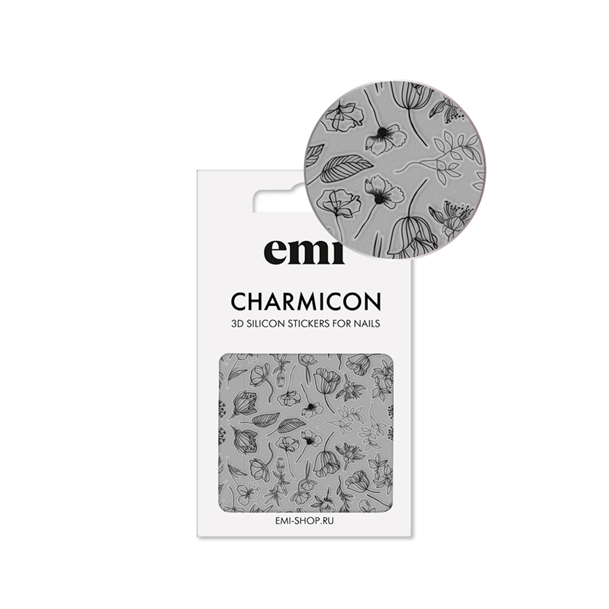E.Mi, 3D-стикеры №176 Цветы черные Charmicon 3D Silicone Stickers e mi 3d стикеры 178 цветы золото charmicon 3d silicone stickers