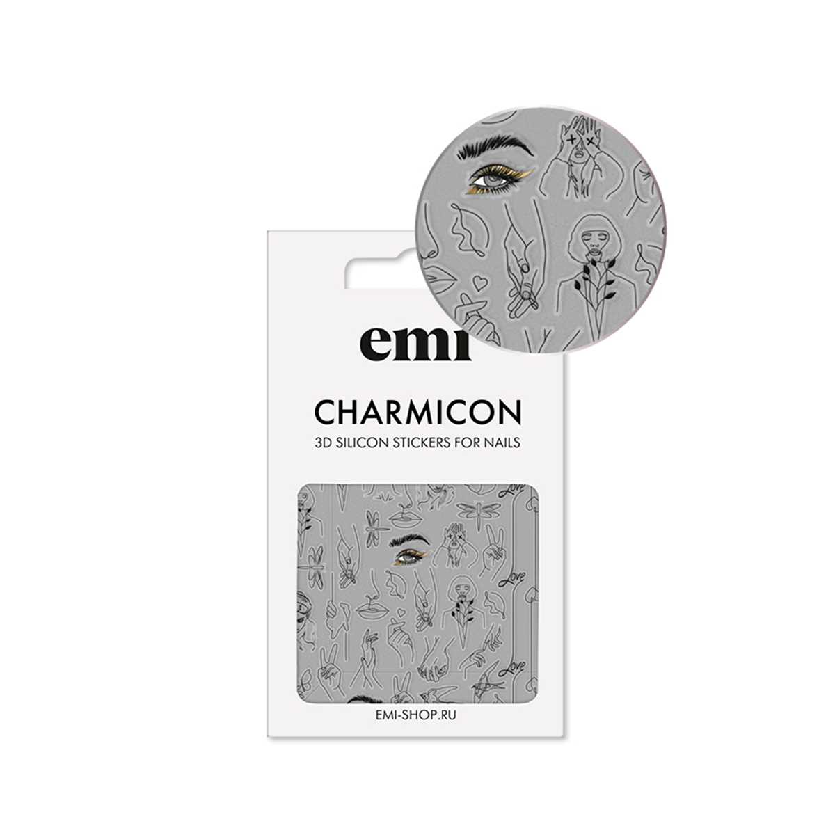 

E.Mi, 3D-стикеры №173 Силуэт Charmicon 3D Silicone Stickers, Черный