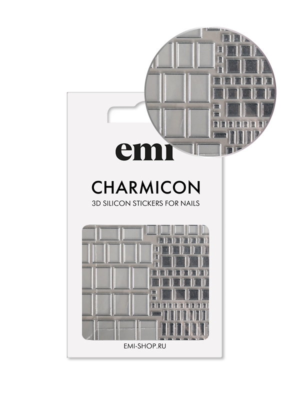 E.Mi, 3D-стикеры №159 Квадраты серебро Charmicon 3D Silicone Stickers наклейки стикеры логотипы 10х15 см серебро 5 325